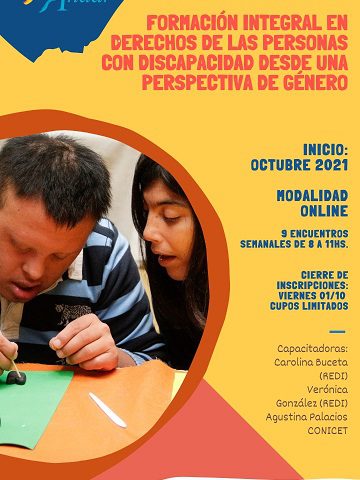 Flyer Andar: formación integral en derechos de la spersonas con discapacidad desde una perspectiva de género