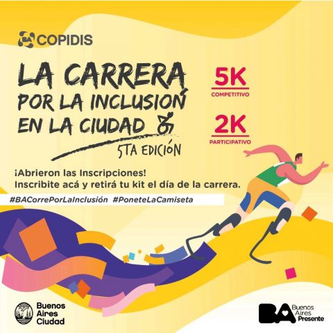 Flyer de COPIDIS La carrera por la inclusión en la ciudad Información de la carrera