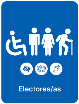 Flyer sobre accesibilidad electoral. Muestra la diversidad de electores/as