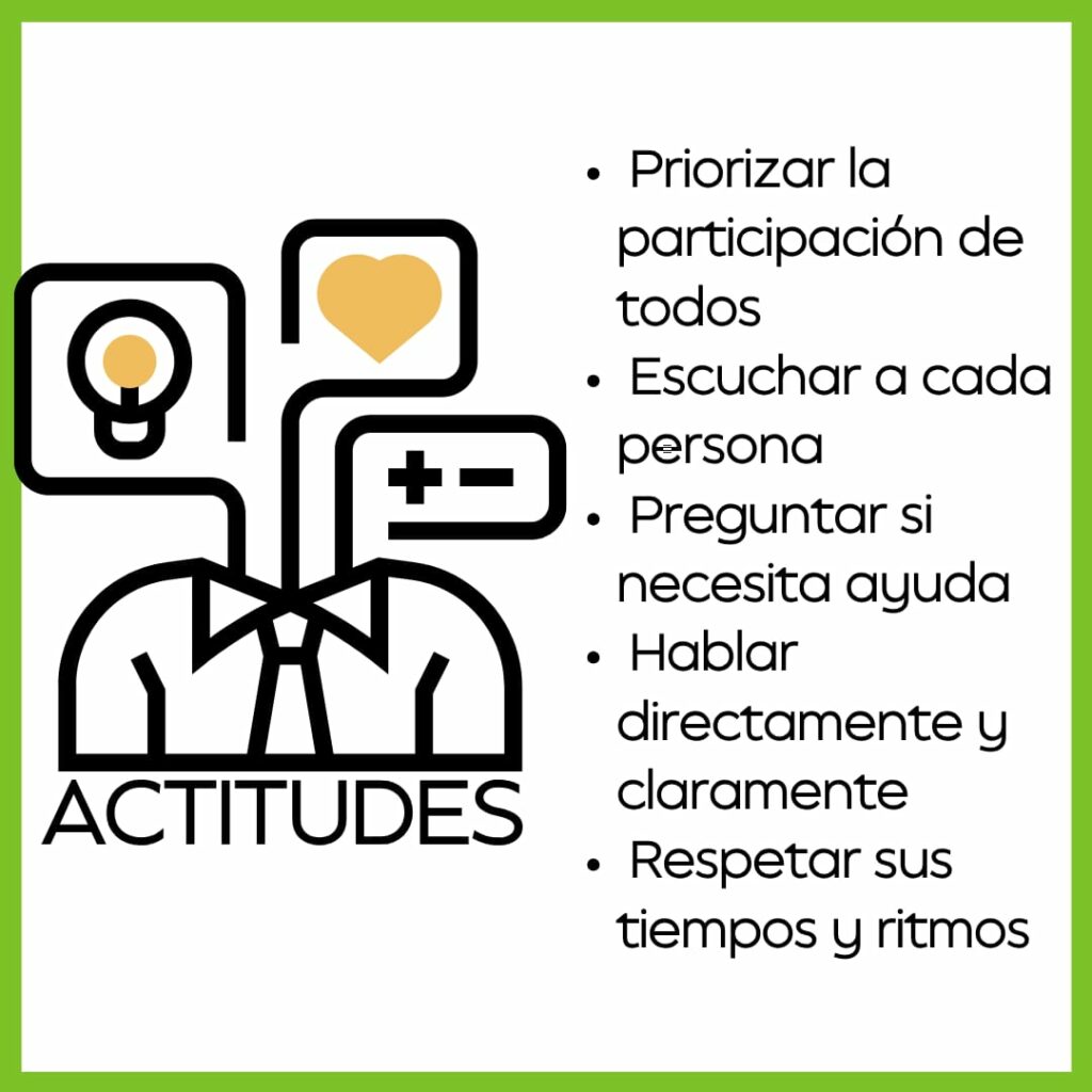 ACTITUDES. SE nombran varios consejos para mejorar la participación de personas con discapacidad 