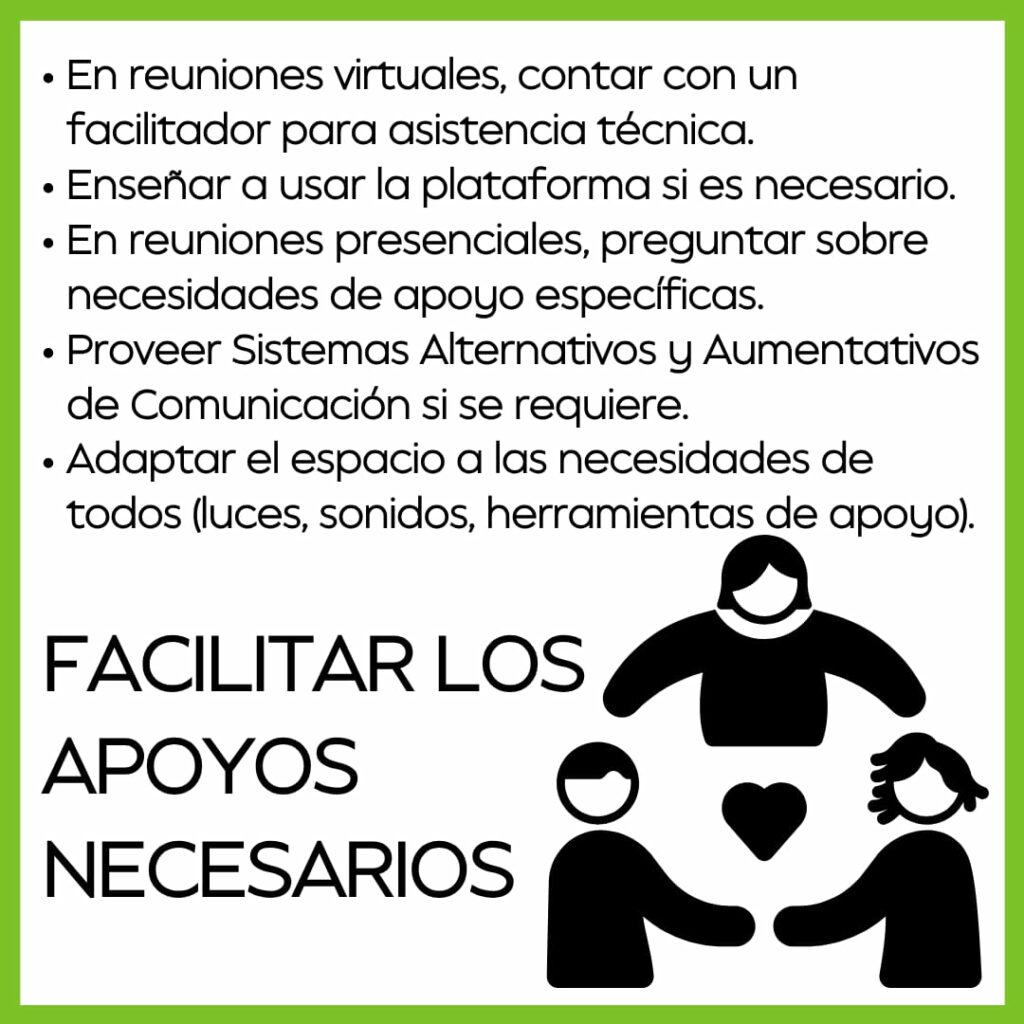 APOYOS NECESARIOS Se nombran algunos apoyos importantes para facilitar la participación