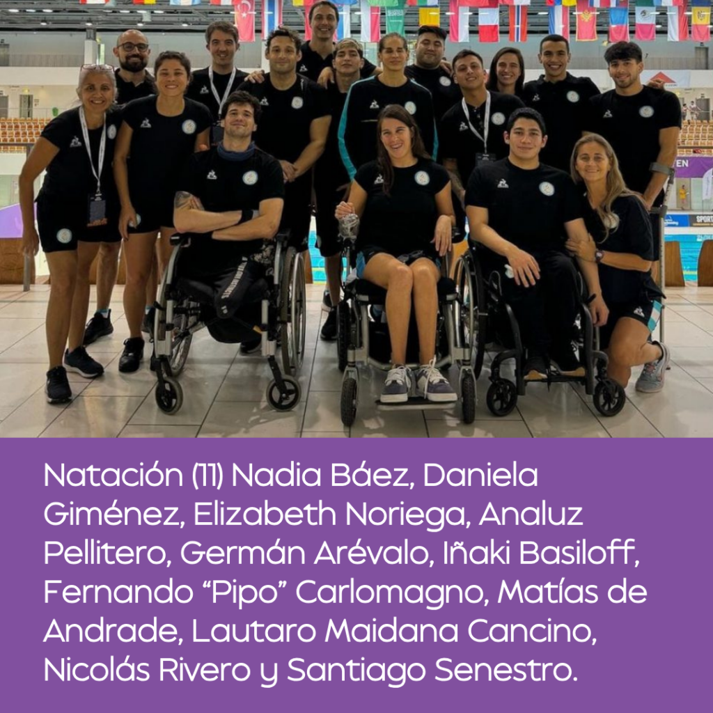 Imagen del equipo de natación y el detalle de quienes participan