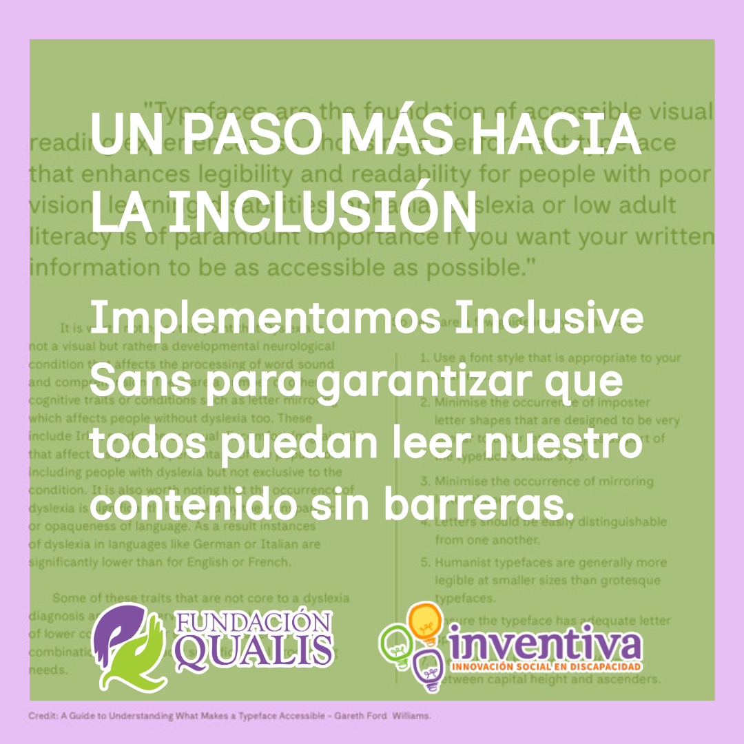 Título: un paso hacia la inclusión. Fondo verde. Logos de Qualis e Inventiva